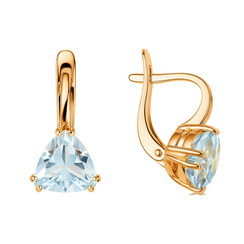 Серьги с топазами из красного золота 585 пробы