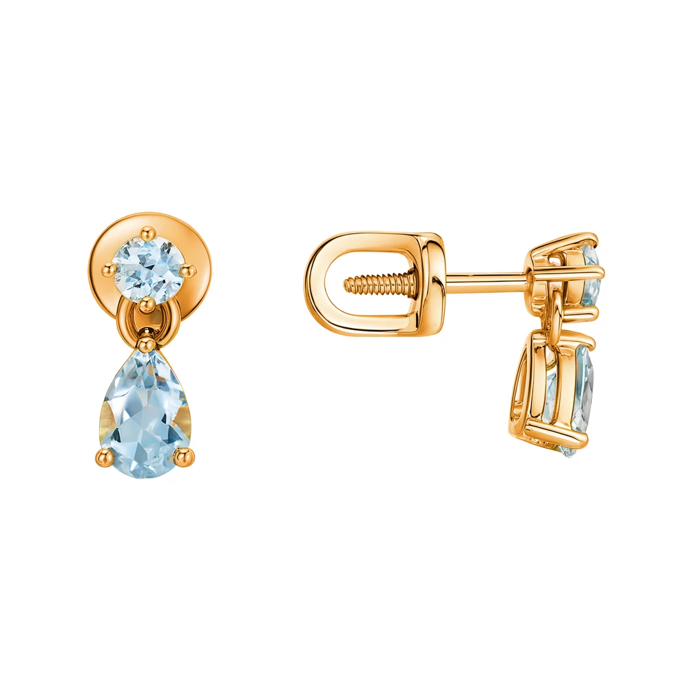 Серьги с топазами из красного золота 585 пробы