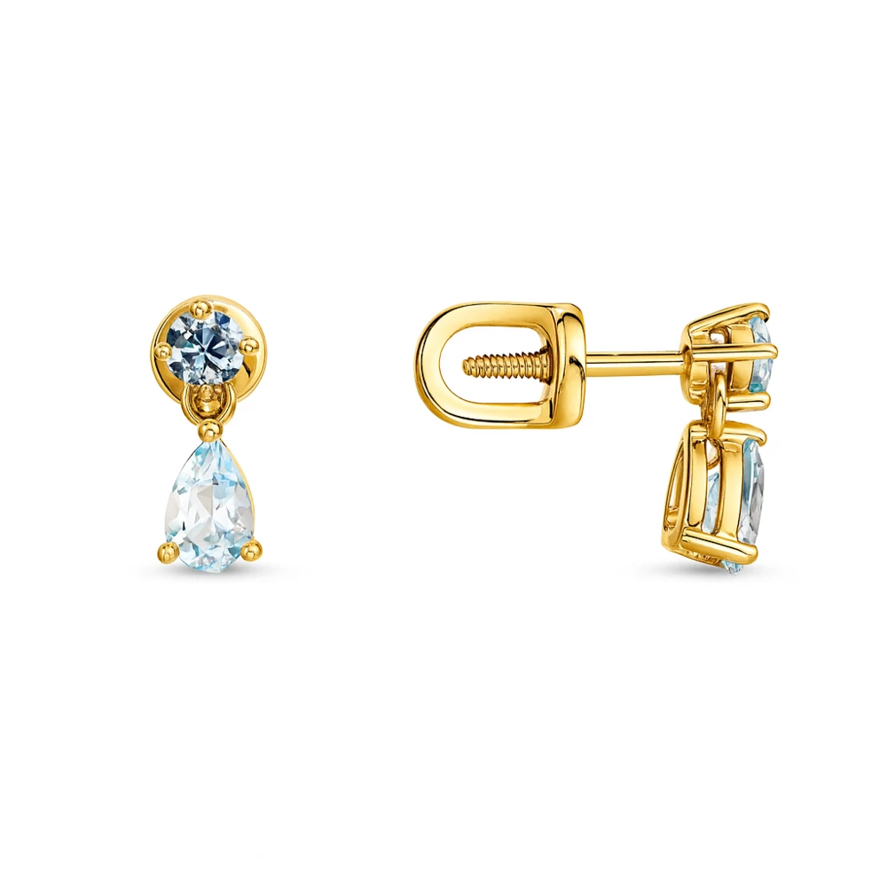 Серьги с топазами из красного золота 585 пробы