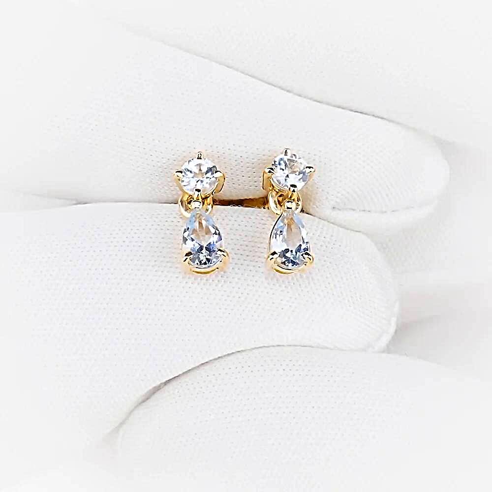 Серьги с топазами из красного золота 585 пробы