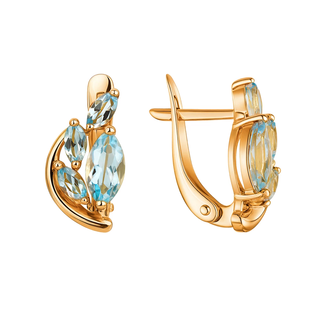 Серьги с топазами из красного золота 585 пробы