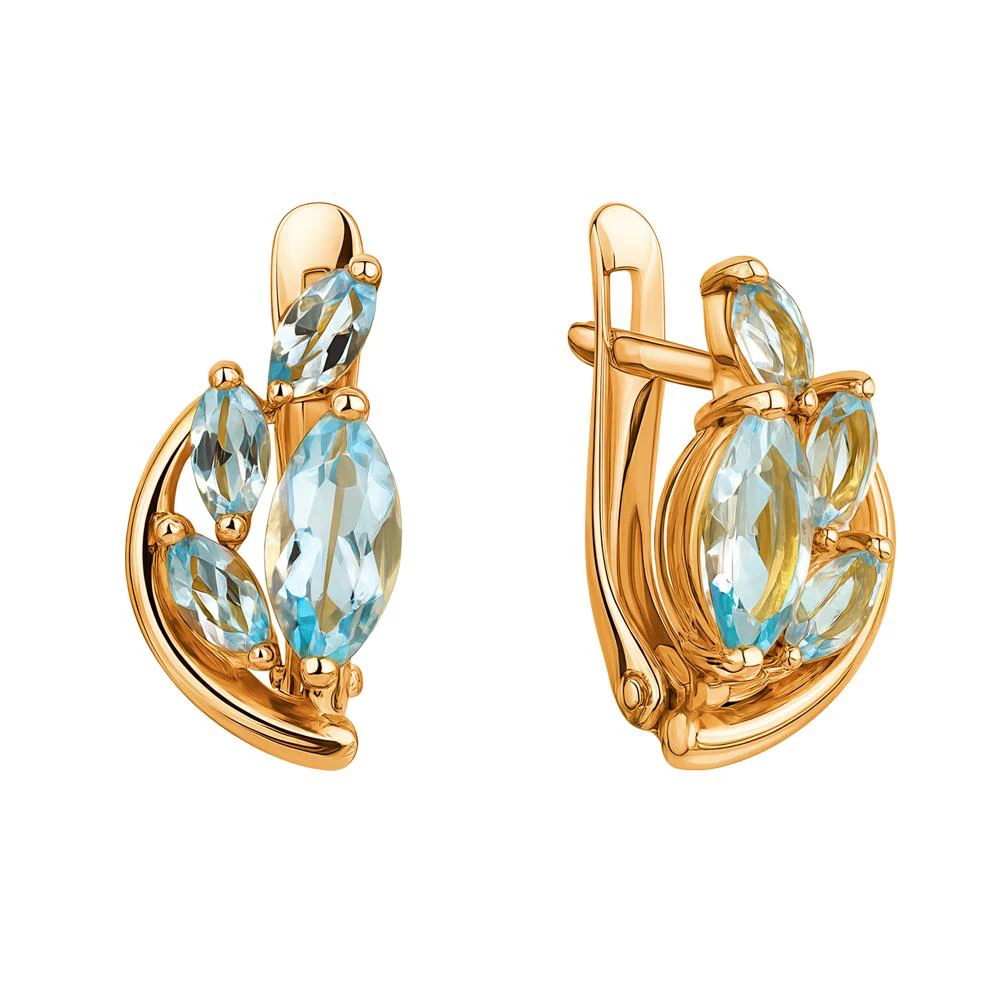 Серьги с топазами из красного золота 585 пробы