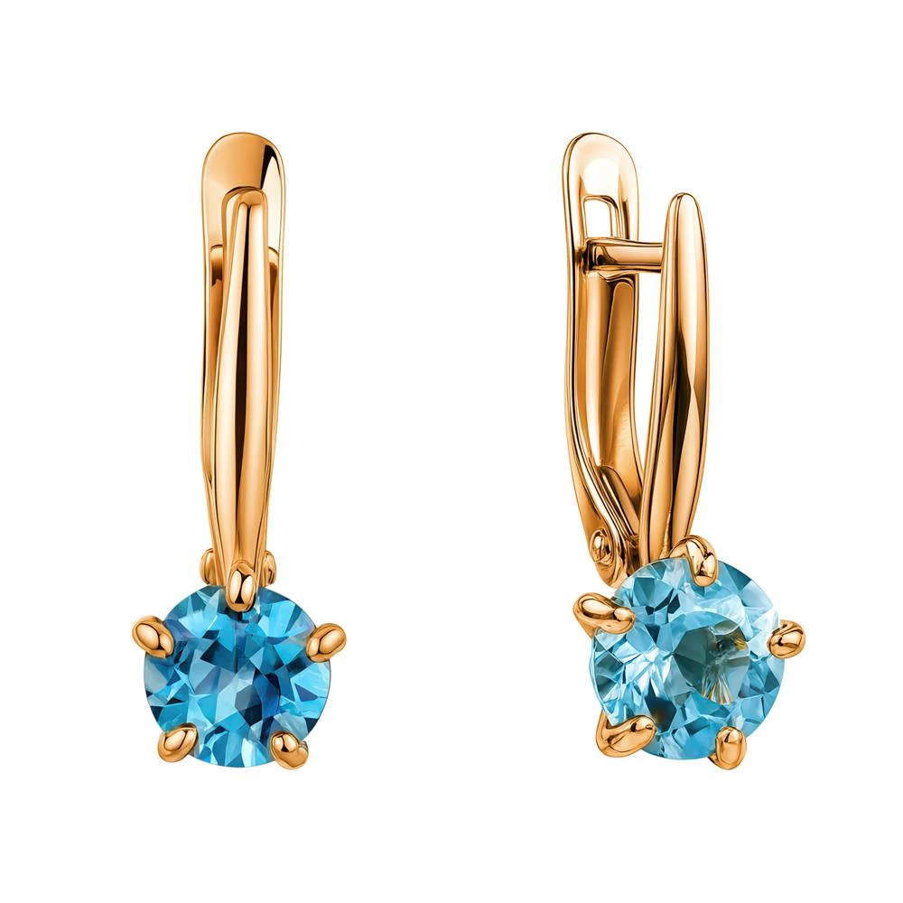 Серьги с топазами из красного золота 585 пробы