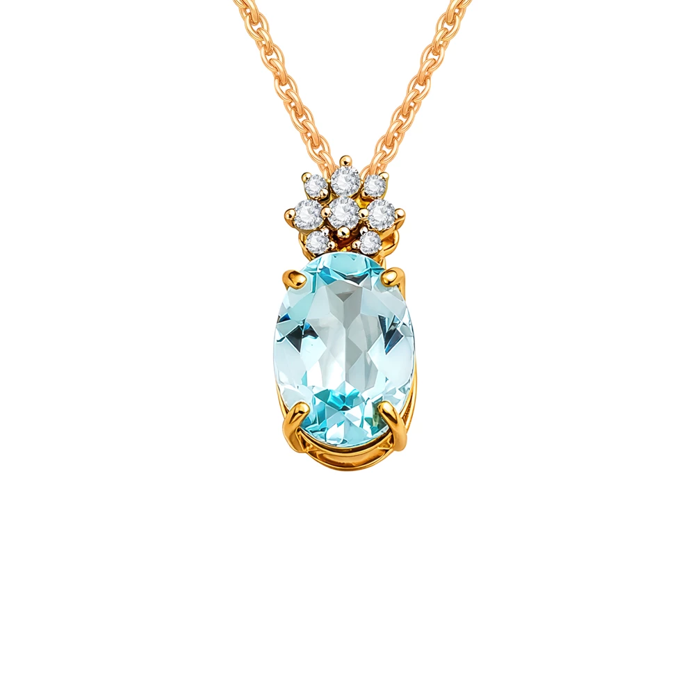 Подвес с топазами и фианитами из красного золота 585 пробы