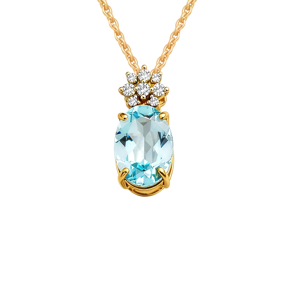 Подвес с топазами и фианитами из красного золота 585 пробы