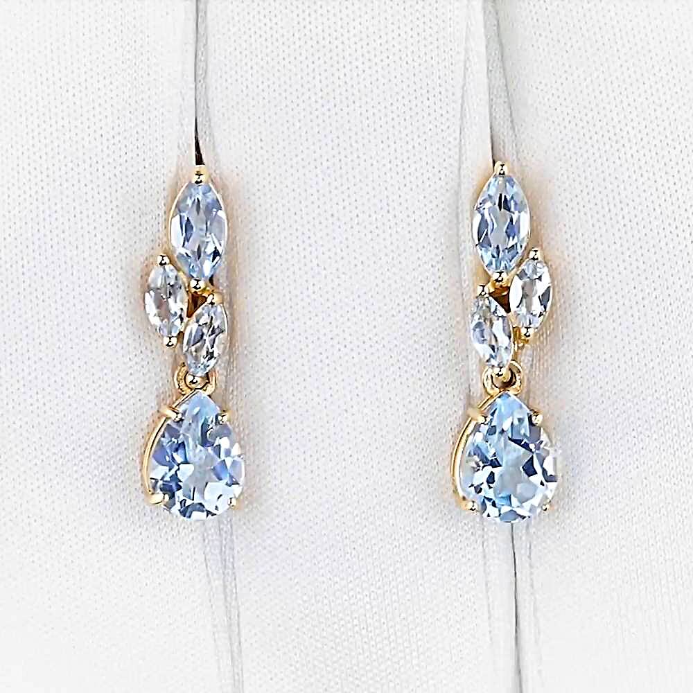 Серьги с топазами из красного золота 585 пробы