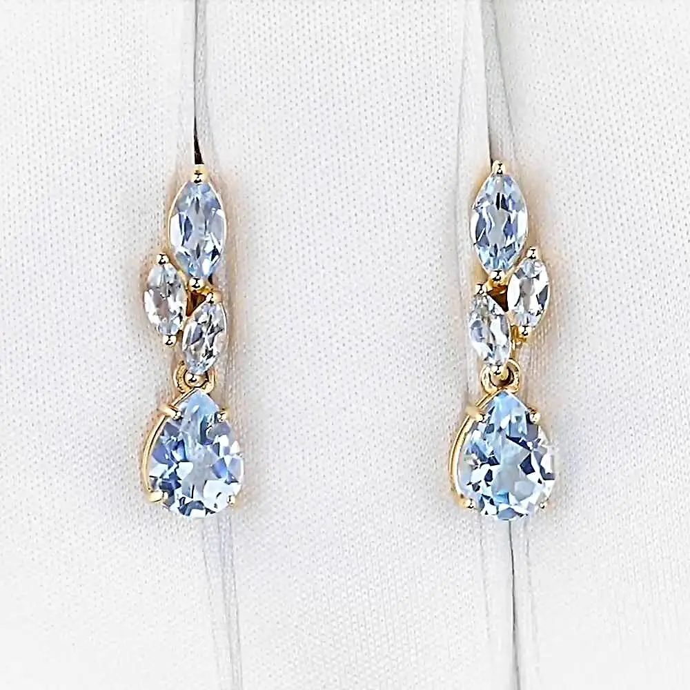 Серьги с топазами из красного золота 585 пробы 2
