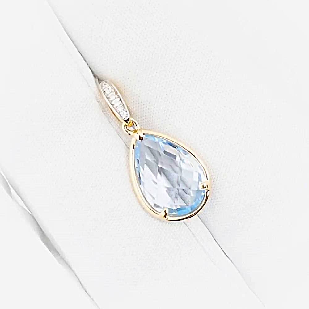 Подвес с топазами и фианитами из красного золота 585 пробы