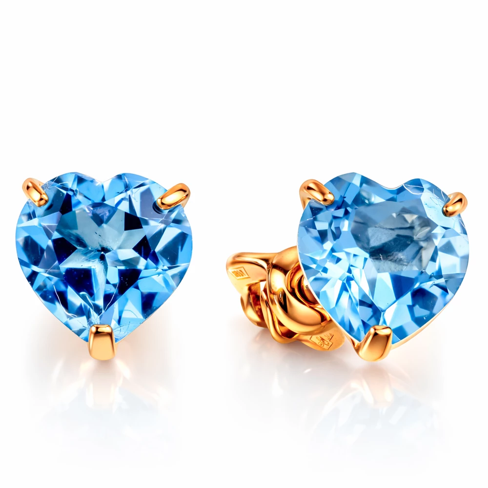 Серьги с топазами из красного золота 375 пробы