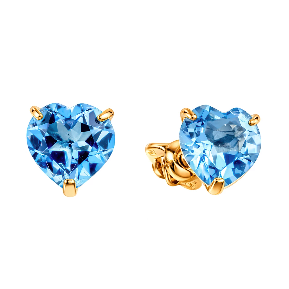 Серьги с топазами из красного золота 375 пробы