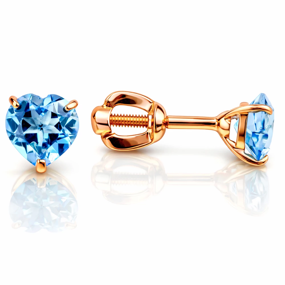 Серьги с топазами из красного золота 375 пробы