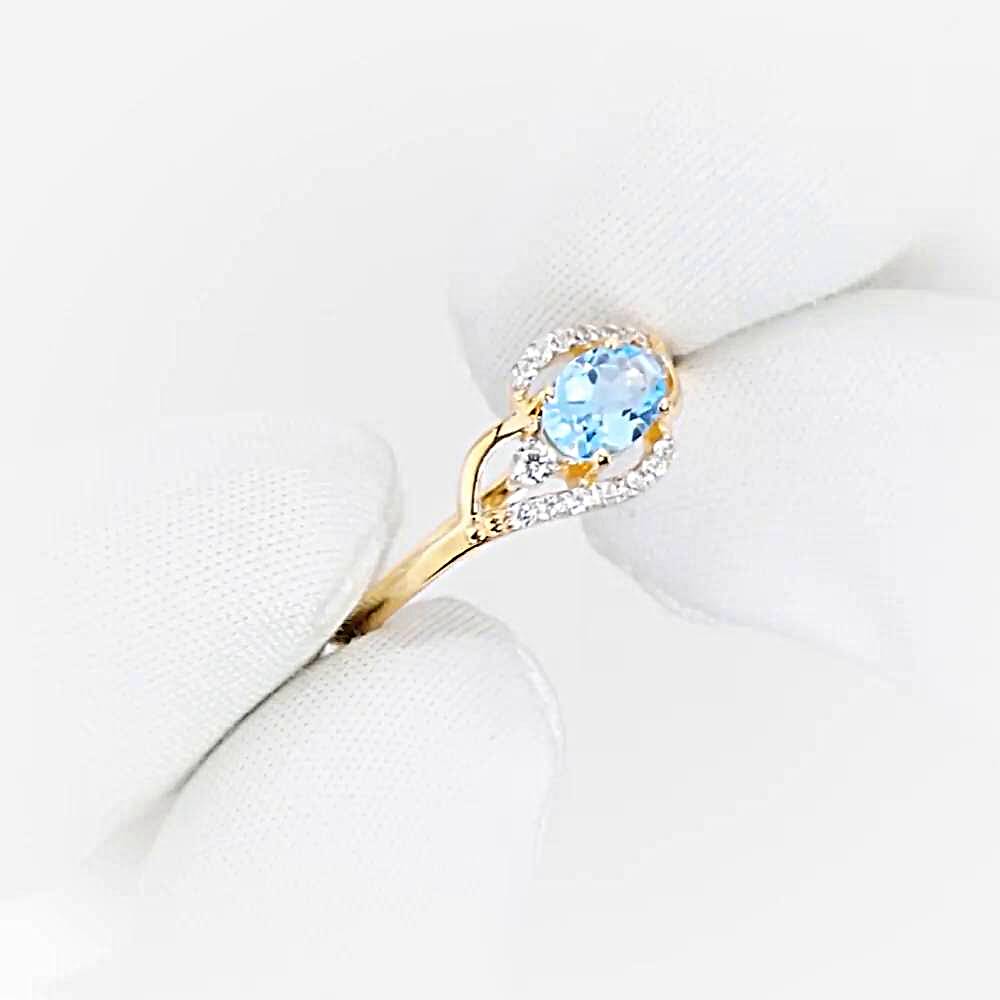 Кольцо с топазами и фианитами из красного золота 585 пробы Кольцо с топазами и фианитами из красного золота 585 пробы