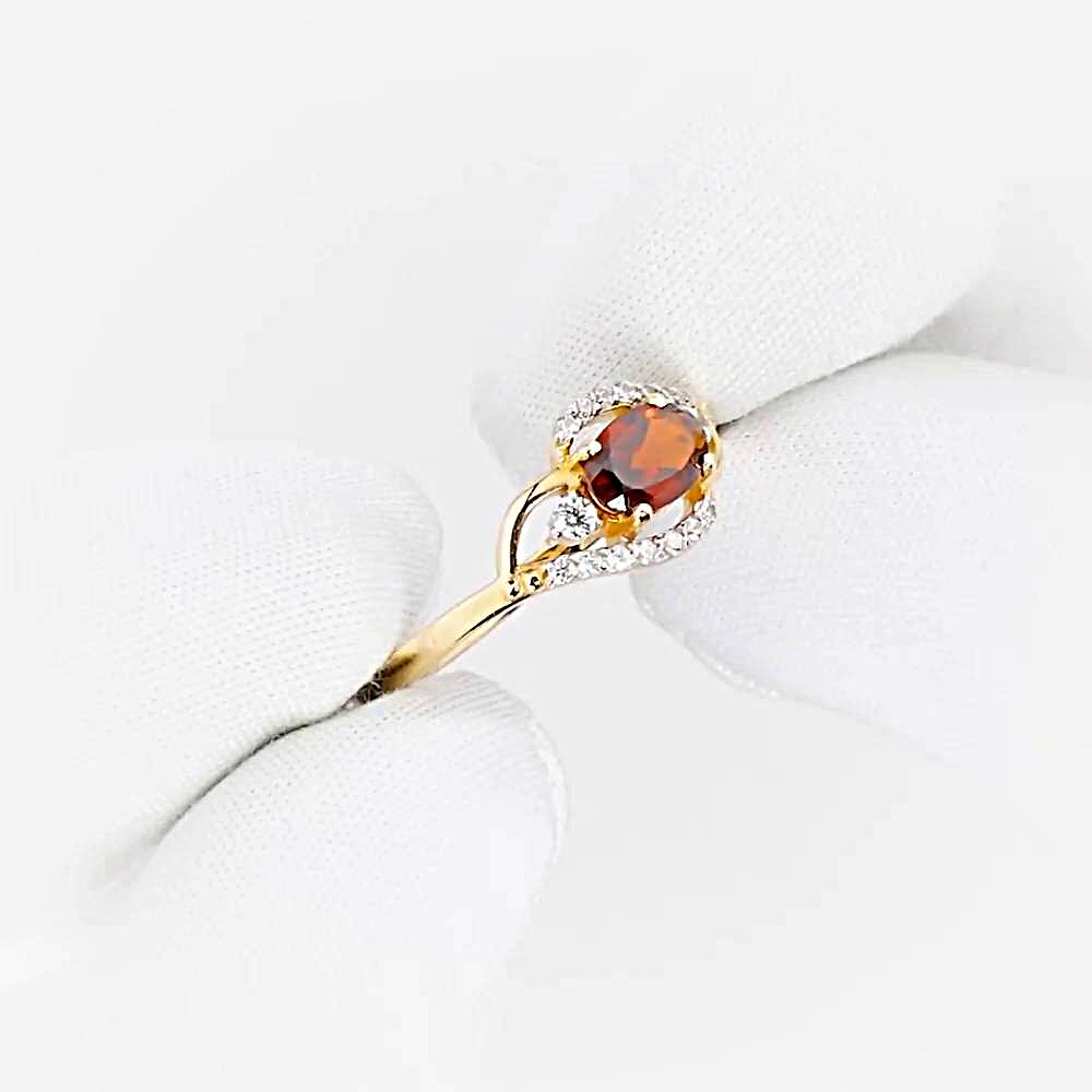 Кольцо с гранатами и фианитами из красного золота 585 пробы