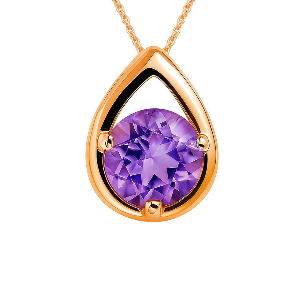 Подвес с аметистом из красного золота 375 пробы