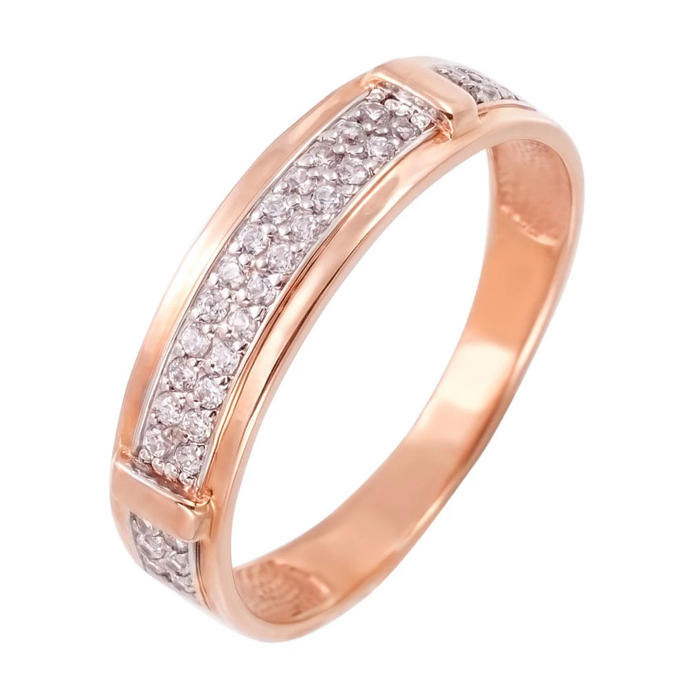 Кольцо с фианитами из красного золота 585 пробы 1