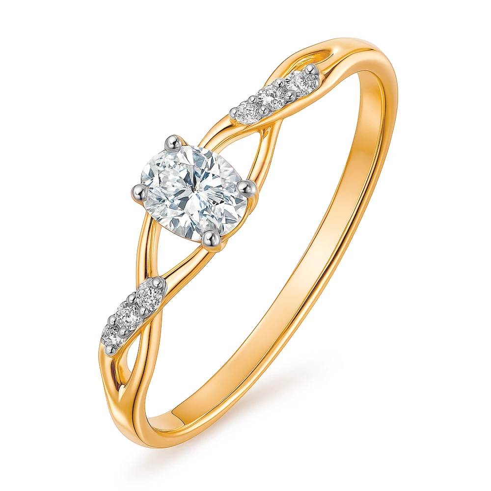 Кольцо с фианитами из красного золота 375 пробы