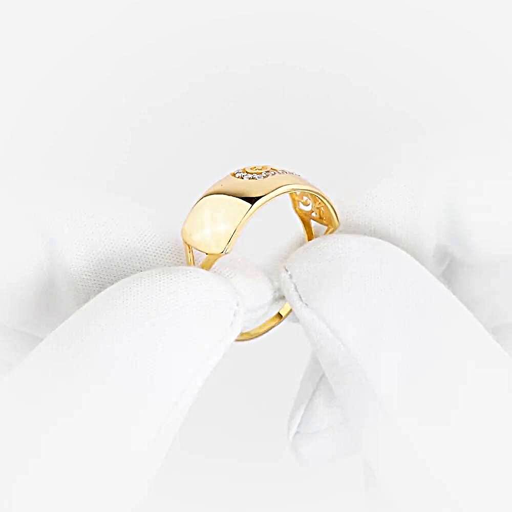 Кольцо с фианитами из красного золота 585 пробы 1