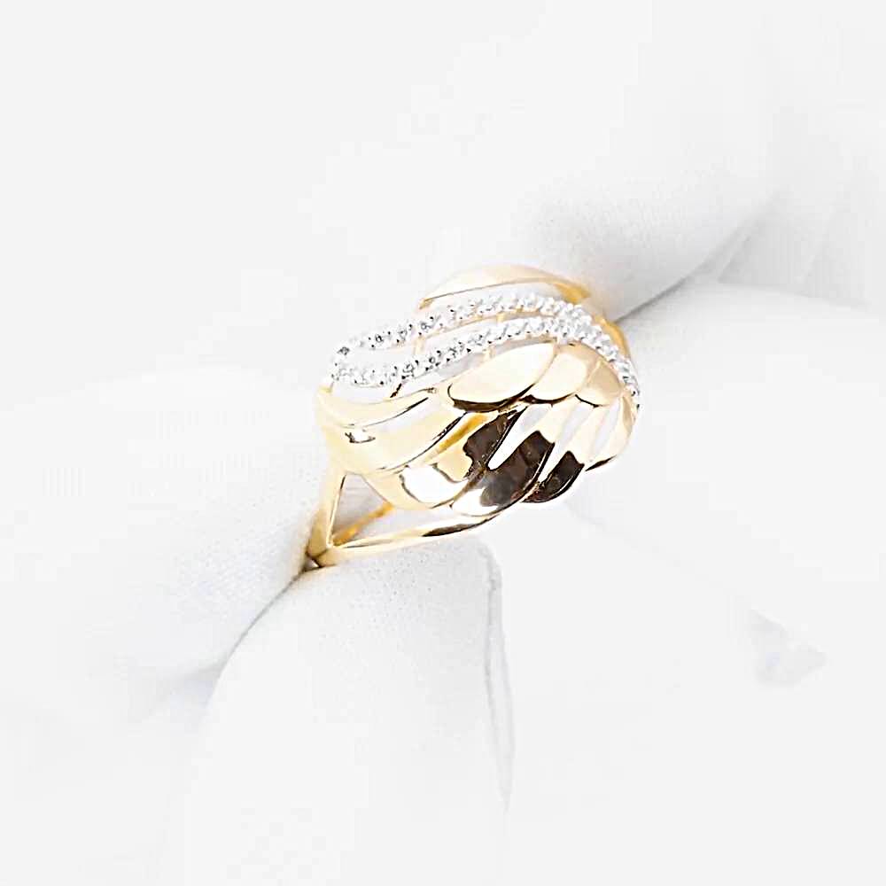 Кольцо с фианитами из красного золота 585 пробы 1