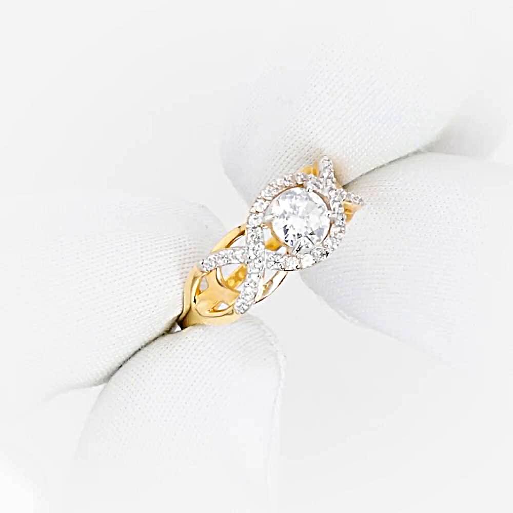 Кольцо с фианитами из красного золота 585 пробы 1