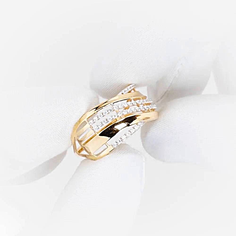 Кольцо с фианитами из красного золота 585 пробы 1