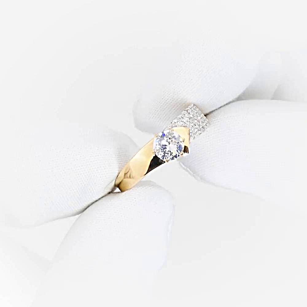 Кольцо с фианитами из красного золота 585 пробы 1