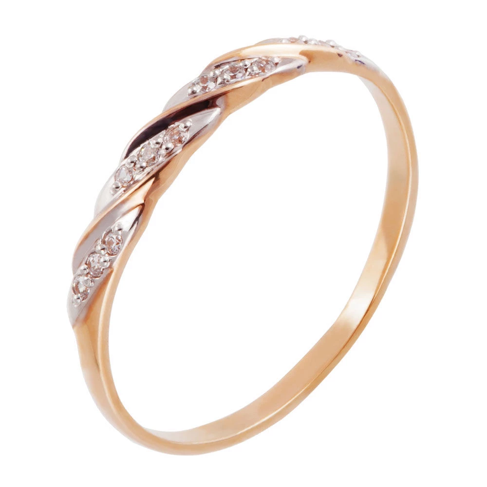 Кольцо с фианитами из красного золота 585 пробы 1