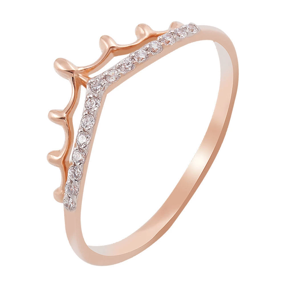 Кольцо с фианитами из красного золота 585 пробы 1