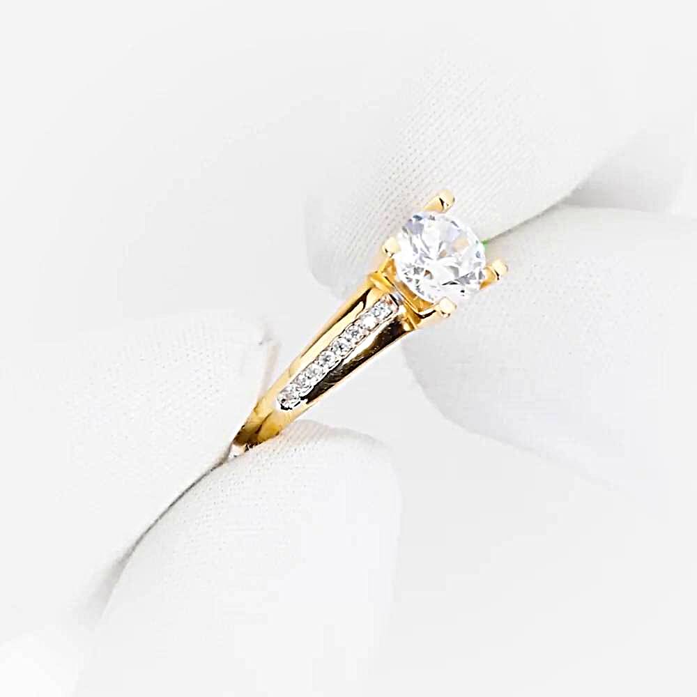 Кольцо с фианитами из красного золота 585 пробы 1