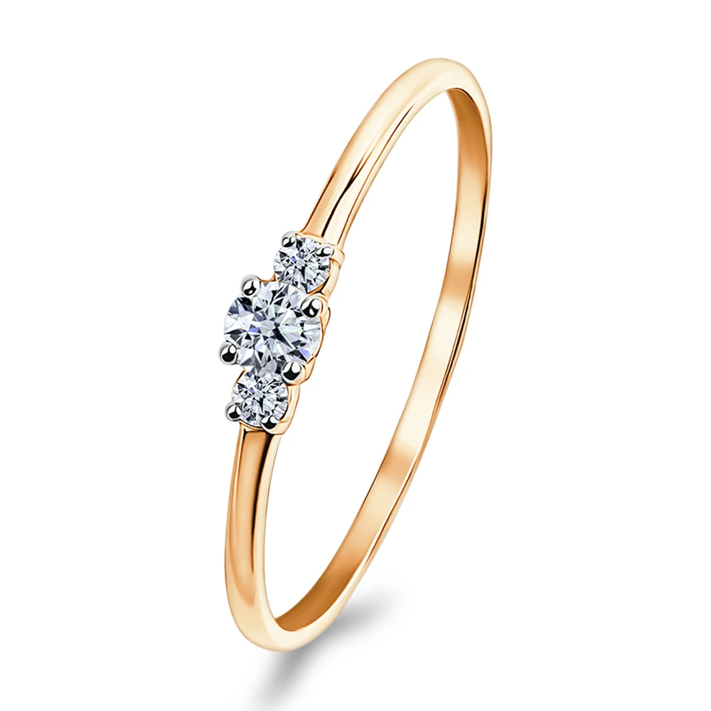 Кольцо с фианитами из красного золота 375 пробы