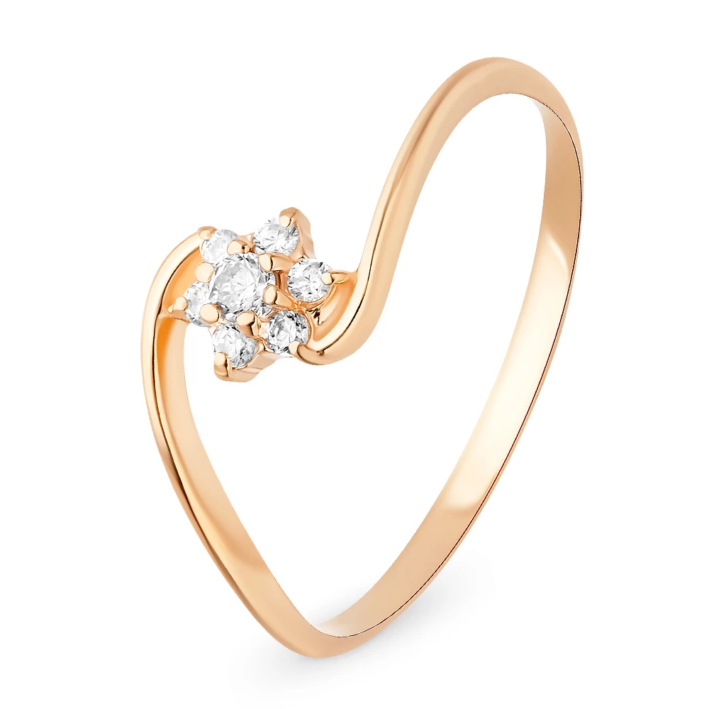 Кольцо с фианитами из красного золота 375 пробы 1