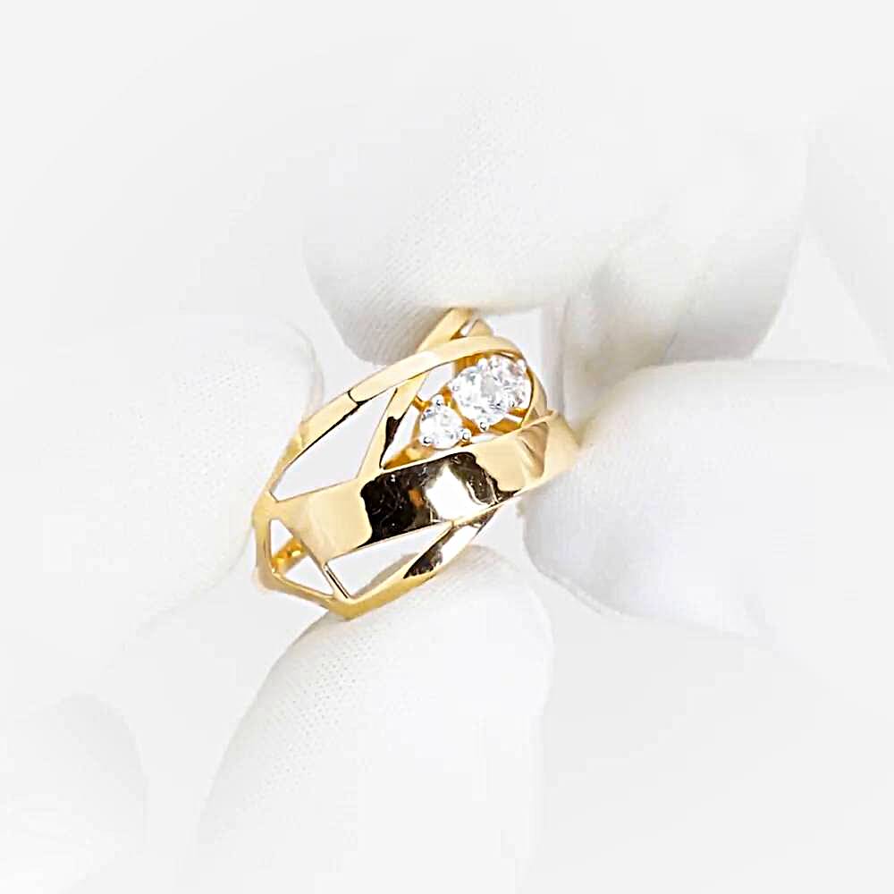 Кольцо с фианитами из красного золота 585 пробы 1