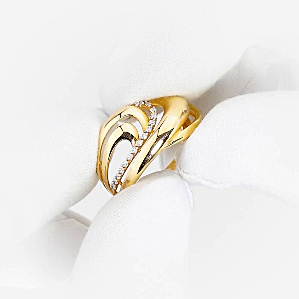 Кольцо с фианитами из красного золота 585 пробы 1