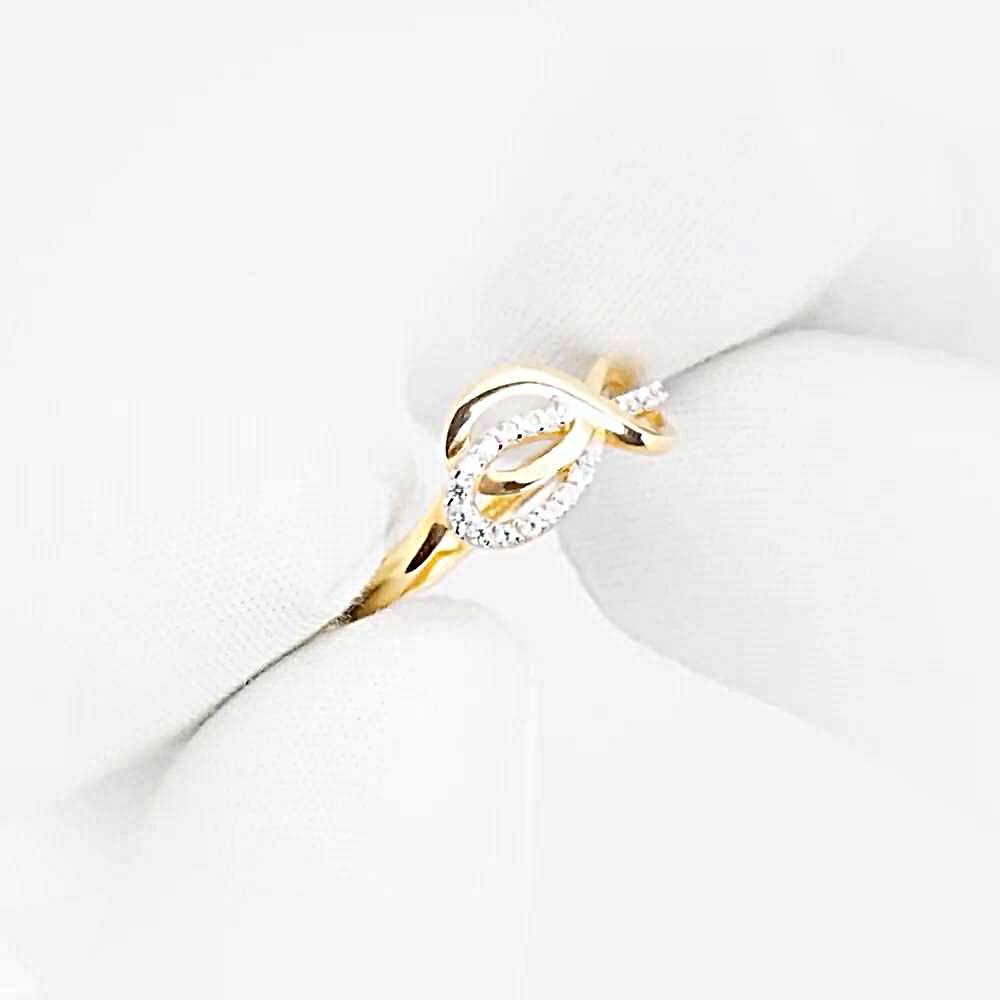 Кольцо с фианитами из красного золота 585 пробы 1