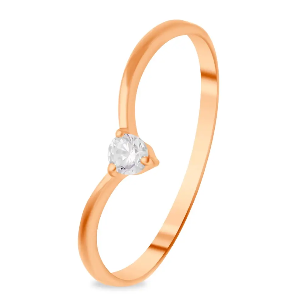 Кольцо с фианитом из красного золота 585 пробы