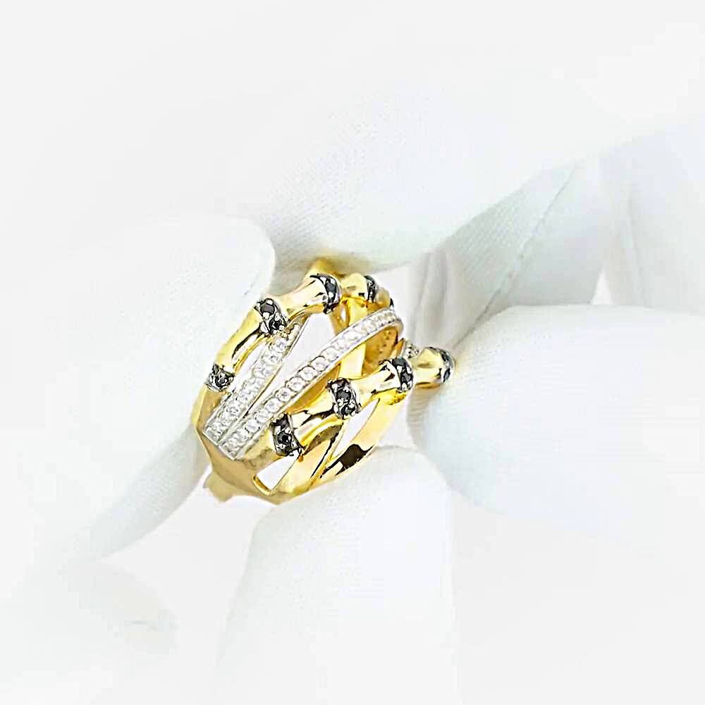 Кольцо с фианитами из красного золота 585 пробы 1