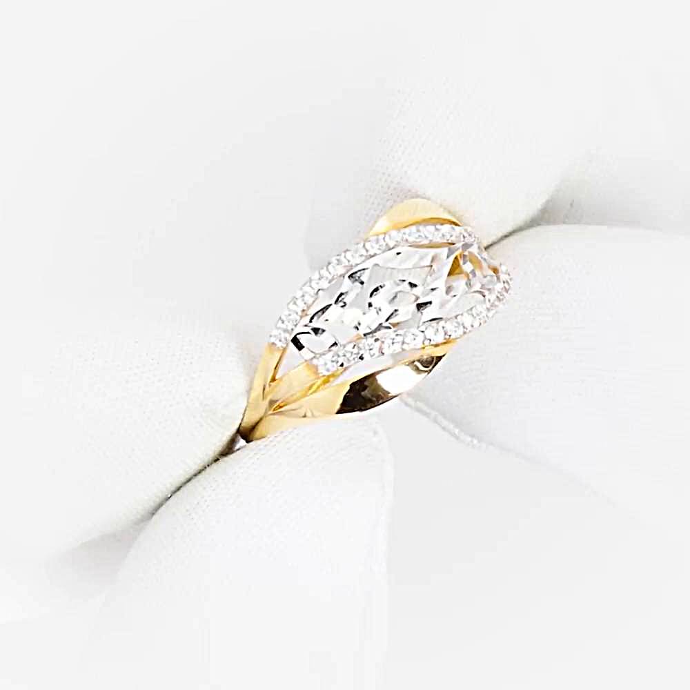 Кольцо с фианитами из красного золота 585 пробы 1