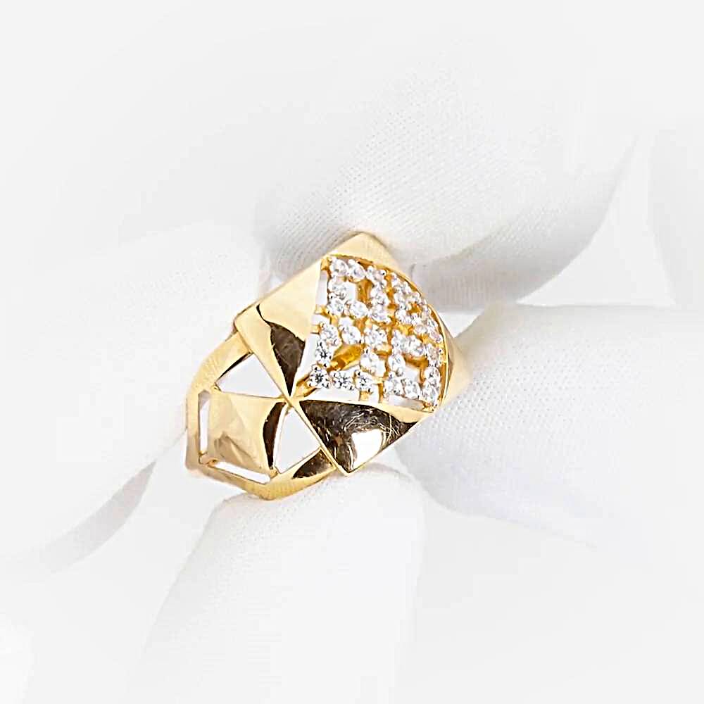 Кольцо с фианитами из красного золота 585 пробы 1