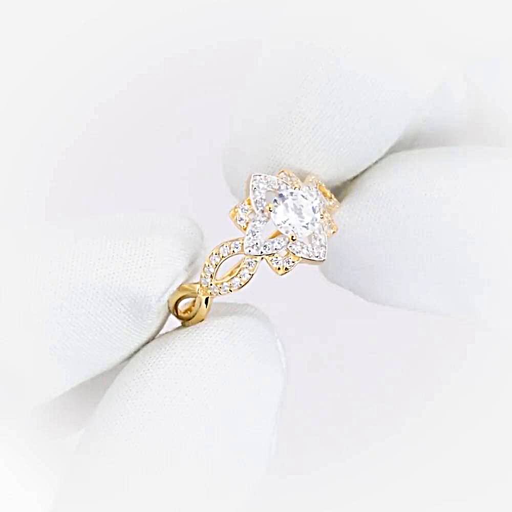 Кольцо с фианитами из красного золота 585 пробы 1