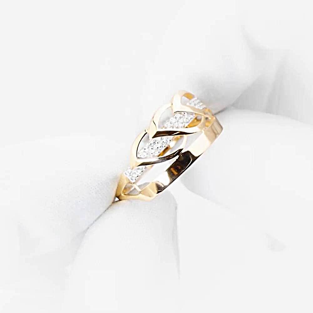 Кольцо с фианитами из красного золота 585 пробы 1