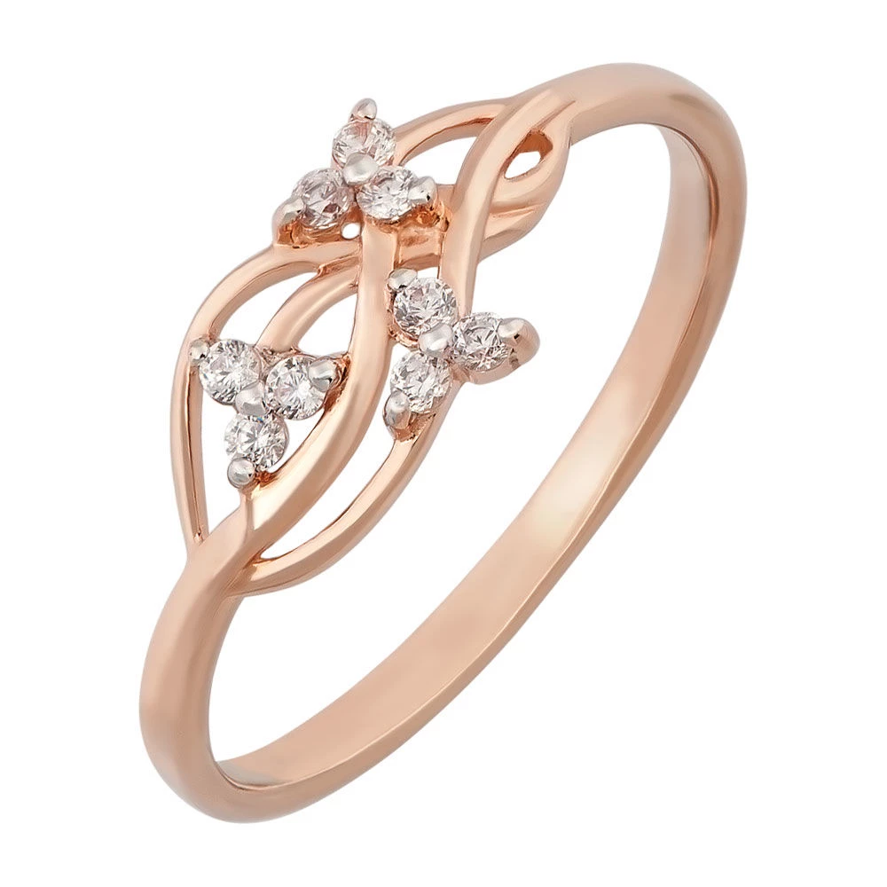 Кольцо с фианитами из красного золота 585 пробы 1