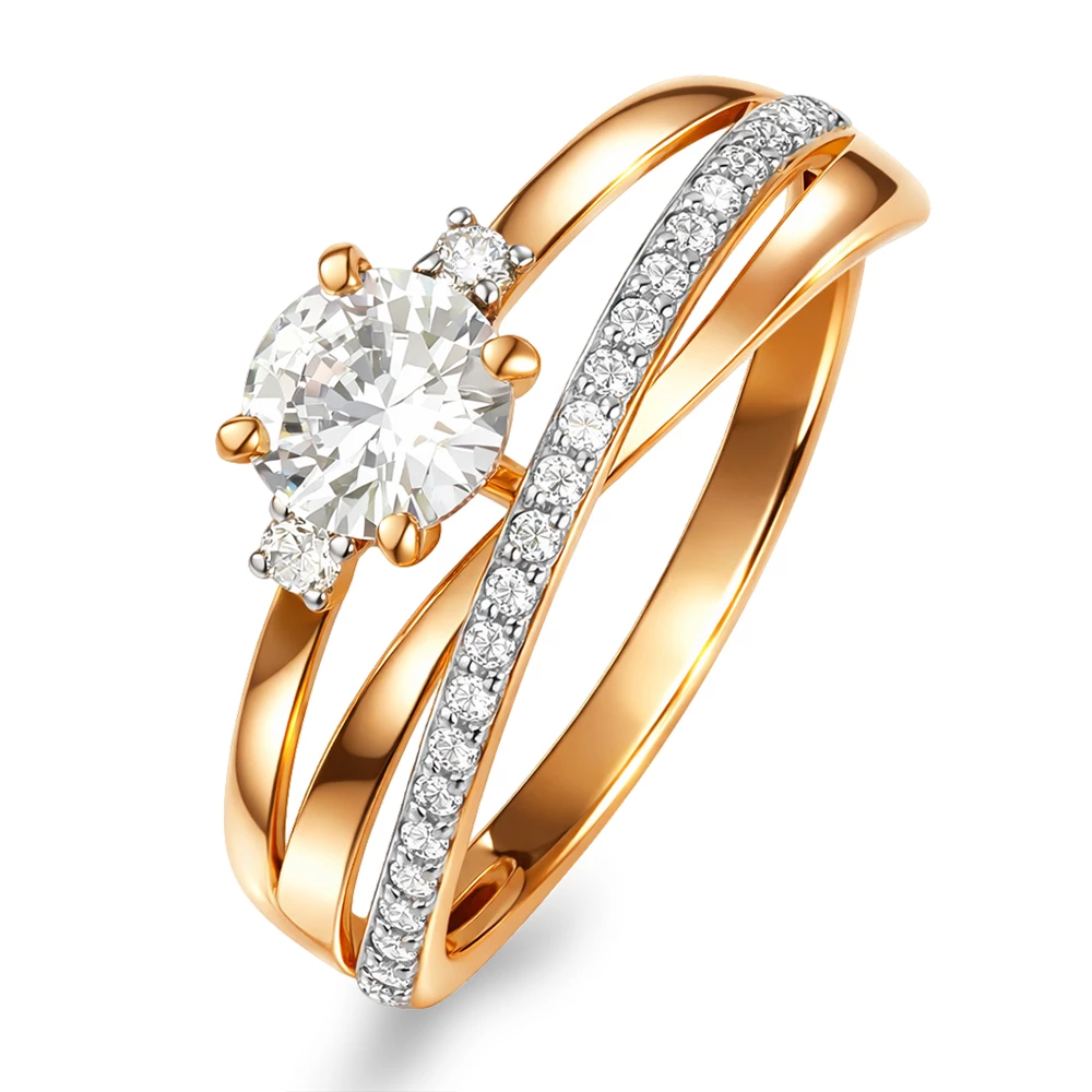 Кольцо с фианитами из красного золота 375 пробы