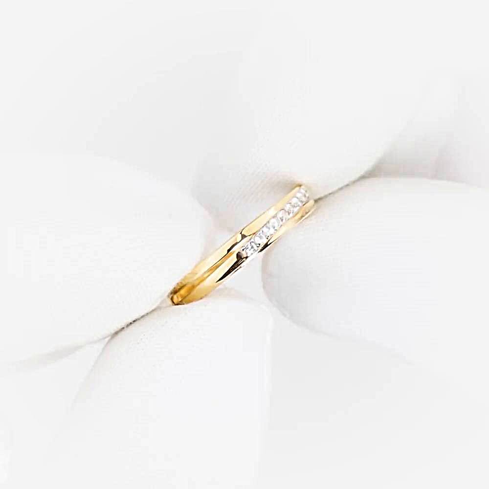 Кольцо с фианитами из красного золота 585 пробы 1