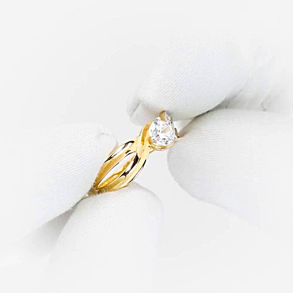 Кольцо с фианитами из красного золота 585 пробы 1