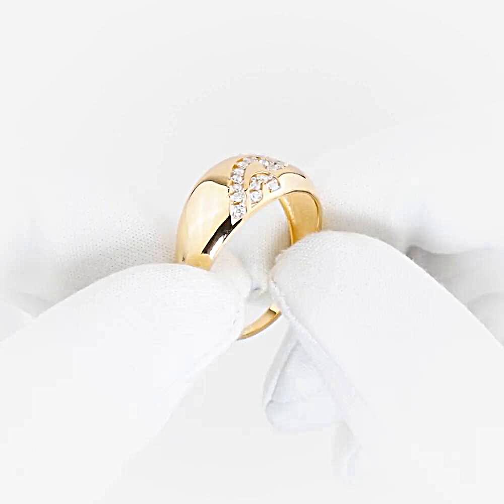 Кольцо с фианитами из красного золота 585 пробы 1