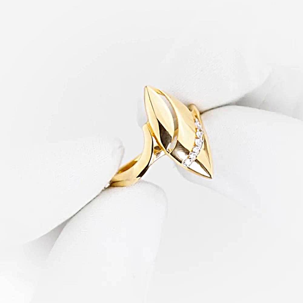 Кольцо с фианитами из красного золота 585 пробы 1