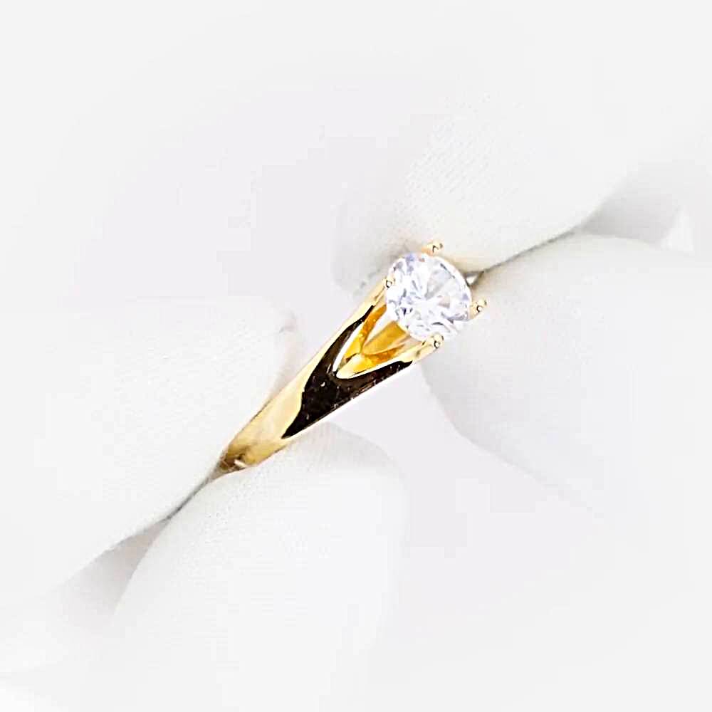 Кольцо с фианитом из красного золота 585 пробы 1