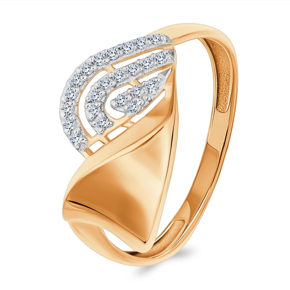 Кольцо с фианитами из красного золота 585 пробы 1