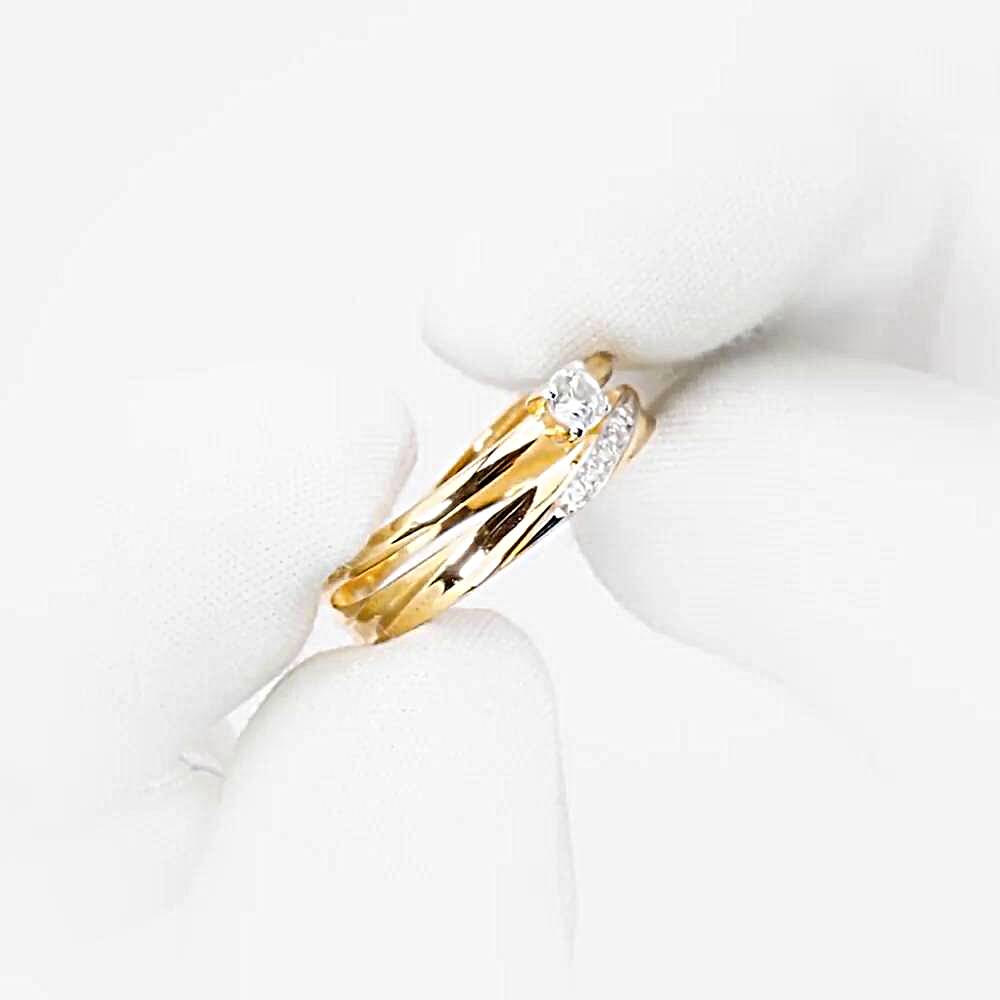 Кольцо с фианитами из красного золота 585 пробы 1