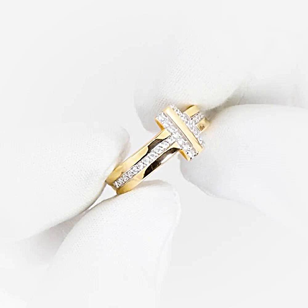 Кольцо с фианитами из красного золота 585 пробы 1