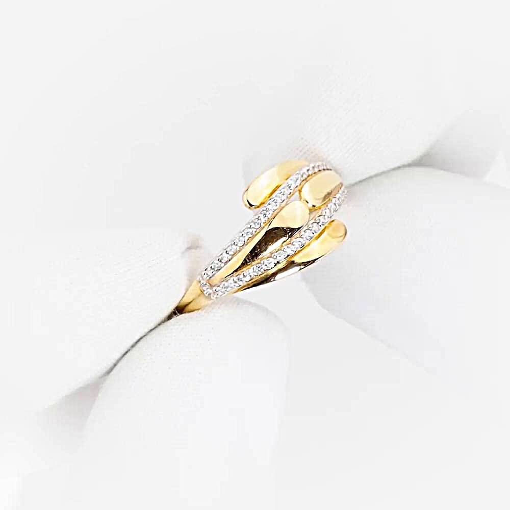 Кольцо с фианитами из красного золота 585 пробы 1